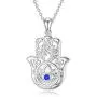 PELOVNY Hamsa Hand Necklace for Women Sterling Silver Evil Eye Pendant Necklace with Cubic Zirconia Evil Eye Hamsa Hand of Fatima Jewelry Gift for Girls Mother 18 inches Chain