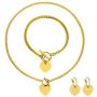 FAMARINE Jewelry Set Gold Heart Pendant Necklace and Women Heart Bracelet Gold Hoop Earrings for Women, Mothers Day Gift