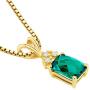 14 Karat Yellow Gold Radiant Cut 1.00 Carats Created Emerald Diamond Pendant