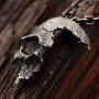 JIL Broken Damaged Half Face Skull Pendant Necklace with Chain