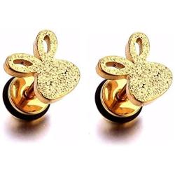 Stainless Steel Cute Rabbit Earrings Piercing Jewelry Screw Back Bunny Stud Earrings for Women Girls