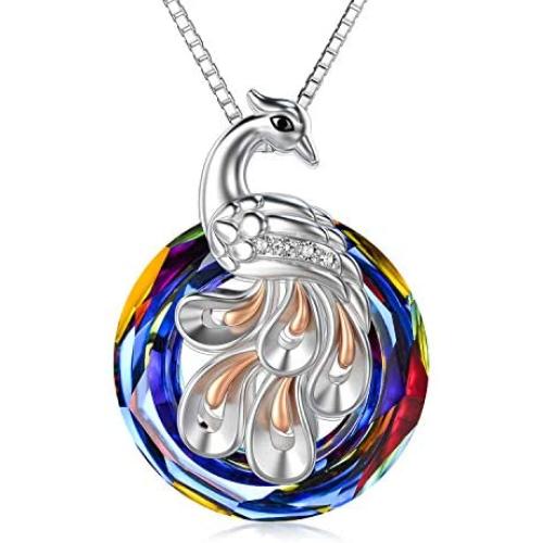 Phoenix Pendant Necklace for Women Sterling Silver Female Jewelry Gifts with Swarovski Crystal