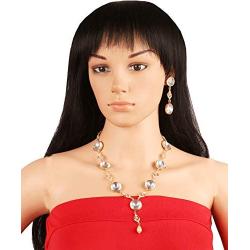 Touchstone Indian Bollywood Intricately Crafted Diamond Look Rhinestone Crystal Colorful Wedding Designer Jewelry Necklace Set in Gold and Silver Tone for Women.