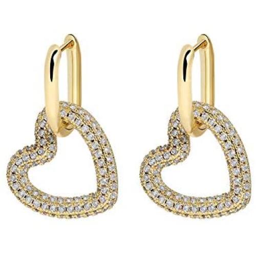LITRENDY 2021 Fashion 6 Style Hip-hop Geometry Copper Gold-plated Cubic Zirconia Hoop Dangle Earring for Women,Perfect Green Dangle Earrings for Ladies Mothers Day