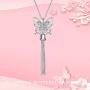 LUHE Butterfly Necklace Sterling Silver Long Fringe Tassel Butterfly Jewelry for Women Girls, Romantic Anniversary Birthday Gifts for Her