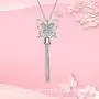 LUHE Butterfly Necklace Sterling Silver Long Fringe Tassel Butterfly Jewelry for Women Girls, Romantic Anniversary Birthday Gifts for Her