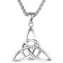 U7 Celtic Cross Necklace Ancient Norse Viking Jewelry Stainless Steel Irish Knot Pendant Vintage Wicca Pantagram Necklace for Men Women,with Chain 22 Inch
