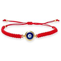 Evil Eye Blue Red String Kabbalah Bracelet Adjustable Gold Plated Good Luck Bracelets for Women Girls Boys Friendship Bracelets Evil Eye Jewelry Negative Energy (Blue red, argentium-Plated-Brass)