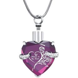 Meetlove Glass Heart Cremation Urn NecklaceMemorial Jewelry for Ashes Urn Locket Pendant - Always in My Heart