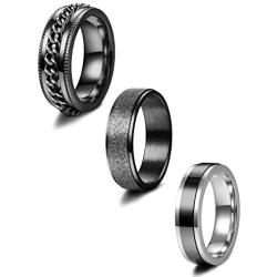 Jstyle 3Pcs Stainless Steel Fidget Band Rings for Women Mens Cool Spinner Rings 6/8MM Wide Wedding Pormise Band Ring Set