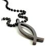 FORGIVEN JEWELRY Jesus Fish Large Ichthus GunmetalColor Finish Necklace