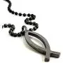 FORGIVEN JEWELRY Jesus Fish Large Ichthus GunmetalColor Finish Necklace