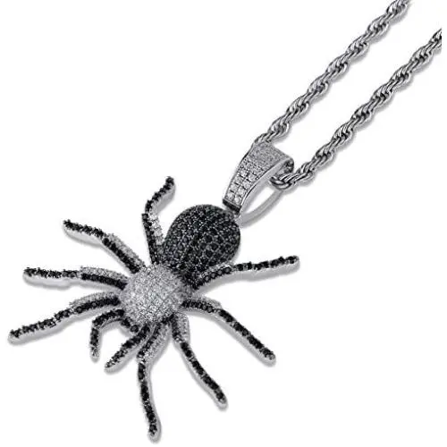 JINAO Hip Hop Iced Out Spider Design Pendant Necklace with Micropave Simulated Diamond JINAO Hip Hop Iced Out Spider Design Pendant Necklace with Micropave Simulated Diamond