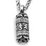 Warvik Indian Ohm Six Mantra Words Pendant Necklace Lotus Cylinder Silver Color, Stainless Steel Jewelry Men Women Wheat Chain 20/28 Inch