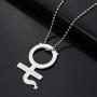 Cute iGirl Heart Pendant Necklace - Stainless Steel Double Sided Letter Necklace Harajuku Female Symbol Gothic Streetwear Ball Chain Jewelry for Girls and Women