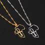 Africa Map Ankh Pendant Necklace - Stainless Steel Ancient Egyptian Coptic Map Choker Necklace Jewelry Gift for Girl and Women