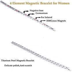 TwinYe Magnetic Bracelets for Women Arthritis Pain Relief Titanium Steel Health Magnet Therapy Bracelet,Silver