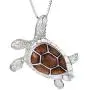 Aloha Jewelry Company Sterling Silver Koa Wood 3D Turtle Necklace Pendant with 18'' Box Chain Aloha Jewelry Company Sterling Silver Koa Wood 3D Turtle Necklace Pendant with 18'' Box Chain