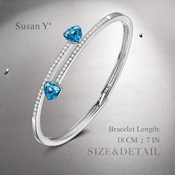 Susan Y Valentines Day Jewelry Gifts for Her, Waltz of Love Arrow Bangle Bracelet with Crystals from Austrian, Gifts for Women Girls, Jewelry Gift Box Packing, Valentine Birthday Gifts