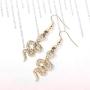 JczR.Y Punk Personalized Rhinestone Snake Dangle Hook Earrings Exaggerated Gold Silver Plated Natural Twisted Animal Snake Pendant Necklace Ear Jewelry Set