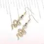 JczR.Y Punk Personalized Rhinestone Snake Dangle Hook Earrings Exaggerated Gold Silver Plated Natural Twisted Animal Snake Pendant Necklace Ear Jewelry Set