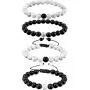BBTO Howlite Bracelet Black Matte Agate Bracelet Couples Bracelet Distance Bracelet Energy Beads Bracelet (Style Set 1, 4 Pieces)