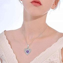 Shahd Love Heart Birthstone Pendant Necklaces for Women with 5A Cubic Zirconia Mothers Day Jewelry Gift Birthday Gift for Mom Women Wife Girls Her