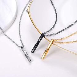 PROSTEEL Minimalist Drop Pendant Rolling Waves 3D Twisted Bar Necklace Minimalist Style Men Women Jewelry