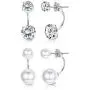 Sllaiss 2 Pairs Sterling Silver Double Ball Ear Jacket Earrings Set Cubic Zirconia Round Pearl Jewelry for Women Girls Sllaiss 2 Pairs Sterling Silver Double Ball Ear Jacket Earrings Set Cubic Zirconia Round Pearl Jewelry for Women Girls