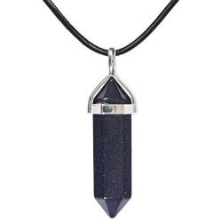 Justinstones Gemstone Hexagonal Pointed Reiki Chakra Pendant Genuine Leather Necklace 18''