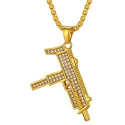 Mens Womens Shiny Cubic Zirconia Africa Map/Broken Heart/Maple Leaf/Wave/Praying Hands/Cross Pendent Necklace with Spiga Chain 22+2(Extended) 18K Gold/Platinum Plated Hip Hop Jewely(Send Gift Bxo)