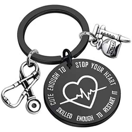 FUSTMW Nurse Gifts Keychain Nursing Graduation Student Gift RN NP Nurses Jewelry Medical Technician Gift Cute Enough to Stop Your Heart Skilled Enough to Restart It FUSTMW Nurse Gifts Keychain Nursing Graduation Student Gift RN NP Nurses Jewelry Medical Technician Gift Cute Enough to Stop Your Heart Skilled Enough to Restart It