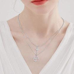 YL Tree of Life Necklace, Heart Family Tree Pendant, Sterling Silver Birthstones Jewelry Gift for Women