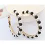 Large Hoop Dangle Earring Black White Pearl Earring With Stainless Steel Pin Big Circle Loop Earrings For Women Girls Jewelry