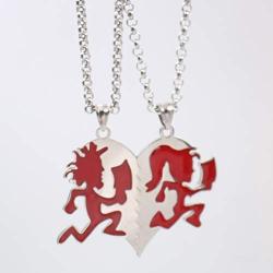 N/N one Pair of Neodesign Jewelry Rock RED Stainless Steel ICP Crazy Clown Heart Hatchet Man Women Pendant Necklace rolo Chain 4MM 30 INCH