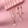 Layered Padlock Lock Pendant Necklaces Vintage Peach Heart Link Chain Butterfly Cubic Zirconia Rose Flower Tag Dainty Choker for Women Men Girls Punk Jewelry
