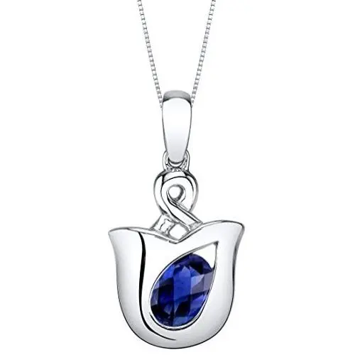 Sterling Silver Tulip Pendant Necklace available in various colored stones Sterling Silver Tulip Pendant Necklace available in various colored stones