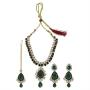 MUCH-MORE Indian Bollywood Traditional Maang Tikka with Kundan Necklace Earrings Set Ethnic Wedding Party Designer Jewelry for Women