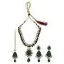 MUCH-MORE Indian Bollywood Traditional Maang Tikka with Kundan Necklace Earrings Set Ethnic Wedding Party Designer Jewelry for Women