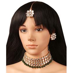 Touchstone Indian Bollywood Handcrafted Traditional Royal Mughal Kundan Polki Meenakari Enamel Colorful Wedding Designer Jewelry Necklace Choker Set in Gold and Silver Tone for Women.