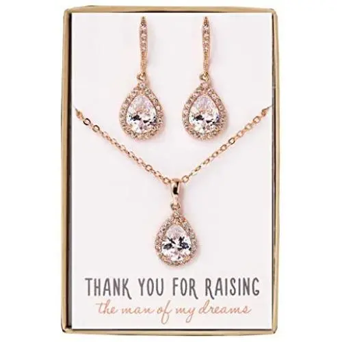 A+O Mother of the Groom Gift Drop Earrings or Jewelry set in Silver, Yellow Gold, Rose Gold