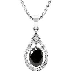 Dazzlingrock Collection 14K 8X6 MM Oval Gemstone & Round Diamond Ladies Pendant (Silver Chain Included), White Gold