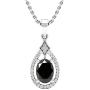 Dazzlingrock Collection 14K 8X6 MM Oval Gemstone & Round Diamond Ladies Pendant (Silver Chain Included), White Gold