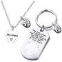FUSTMW Firefighter Gift Keychain Necklace Matching Set Fireman Jewelry Gift for Firefighter Wife, Girlfriend, Mom, Daughter May God Protect You from Harm