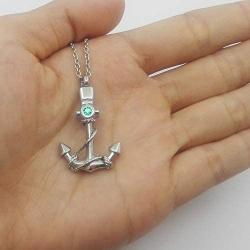 weikui Cremation Urn Jewelry 12 Colors Birthstone Anchor Necklace Ashes Keepsake Memorial Stainless Steel Pendant