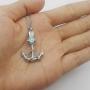 weikui Cremation Urn Jewelry 12 Colors Birthstone Anchor Necklace Ashes Keepsake Memorial Stainless Steel Pendant