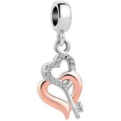 SexyMandala Best Gift for Mom Key to My Heart Lock Heart Love Beads Charms for European Bracelets