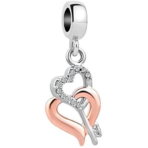 SexyMandala Best Gift for Mom Key to My Heart Lock Heart Love Beads Charms for European Bracelets