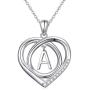 Jewelry Sterling Silver Initial Letter Alphabet A to Z Love Heart Cubic Zirconia Pendant Necklace Gift for Women