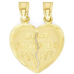 Ice on Fire Jewelry 10k Solid Gold Breakable Best Friends Heart Pendant